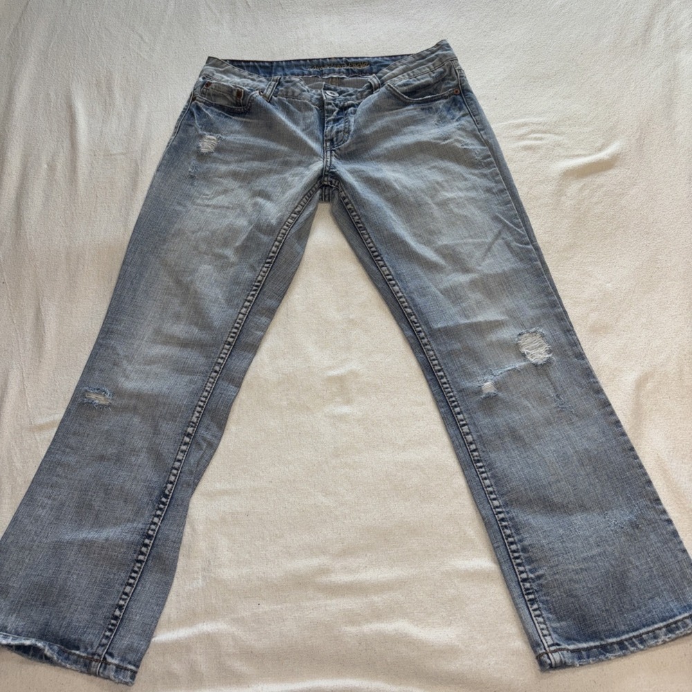 American Eagle Distressed Ankle Jeans Size 8 Light washed Boho Y2K